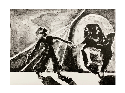 Karina and Me, Lithograph, 38cm x28cm, Edition of 12, printed at Hole Editions (2023).